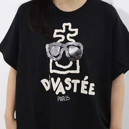 デヴァステ DEVASTEE トップス Tシャツ・カットソー レディース ブラック グレー ホワイト コットン ポリエステル スパン プリント キャラクター ロゴ ヘムトップス アシメトップス 半袖 R3FWTP013