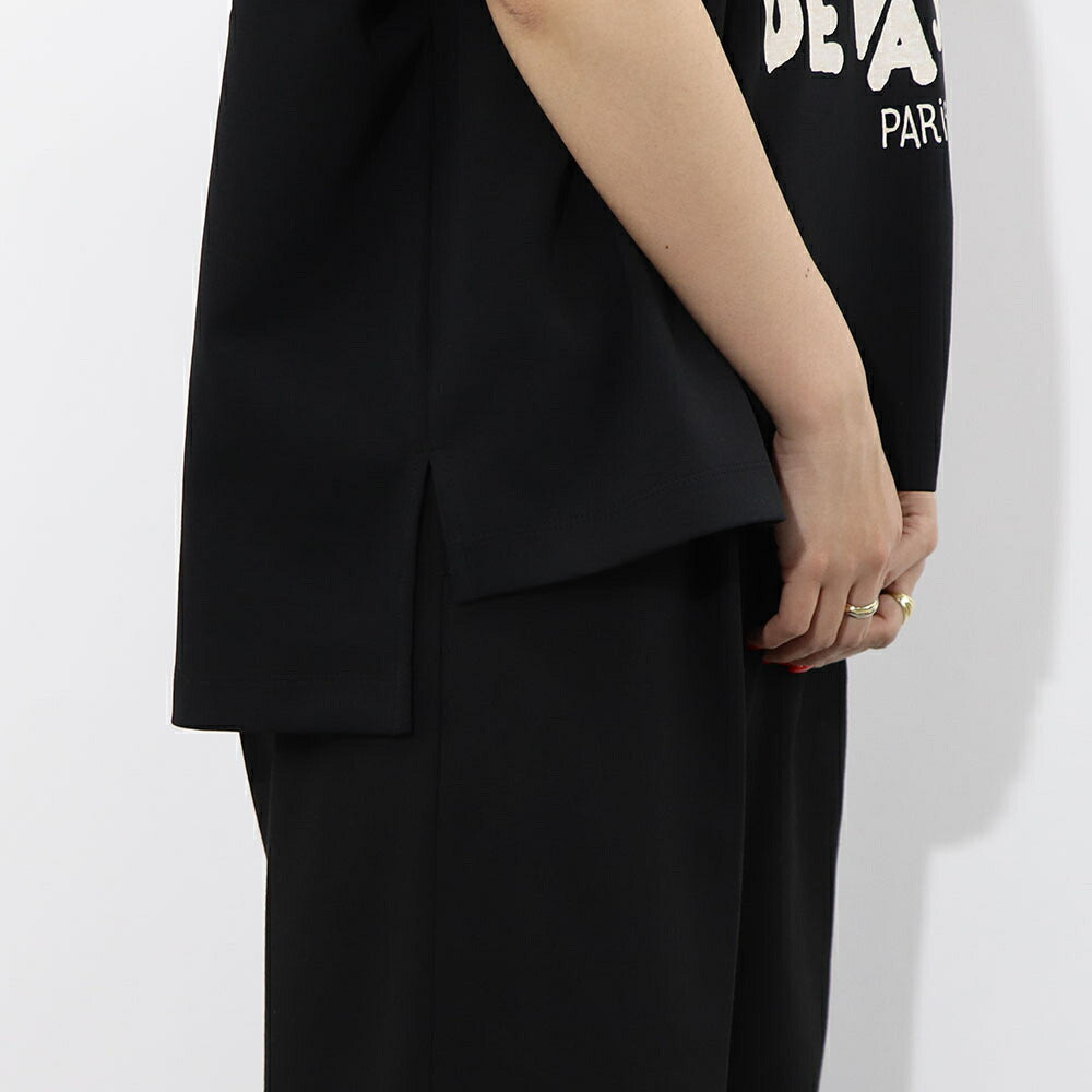 DEVASTEE Tシャツ プリント ロゴ ヘムトップス アシメ