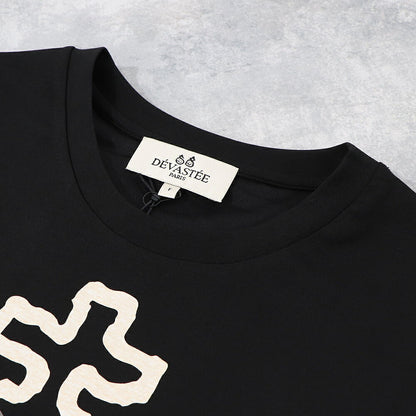 デヴァステ DEVASTEE トップス Tシャツ・カットソー レディース ブラック グレー ホワイト コットン ポリエステル スパン プリント キャラクター ロゴ ヘムトップス アシメトップス 半袖 R3FWTP013