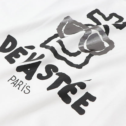 デヴァステ DEVASTEE トップス Tシャツ・カットソー レディース ブラック グレー ホワイト コットン ポリエステル スパン プリント キャラクター ロゴ ヘムトップス アシメトップス 半袖 R3FWTP013