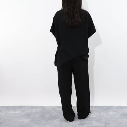 デヴァステ DEVASTEE トップス Tシャツ・カットソー レディース ブラック ホワイト コットン ロゴプリント ヘムトップス アシメトップス シンプル 半袖 R3FWTP017