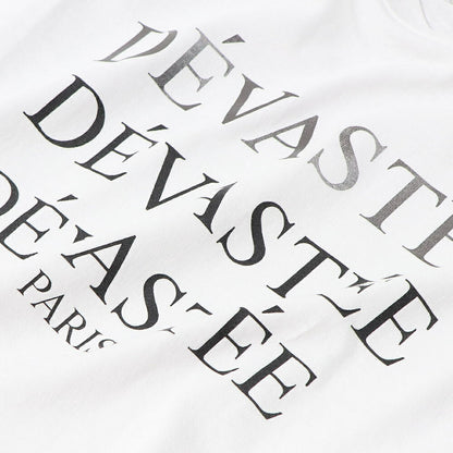 デヴァステ DEVASTEE トップス Tシャツ・カットソー レディース ブラック ホワイト コットン ロゴプリント ヘムトップス アシメトップス シンプル 半袖 R3FWTP017