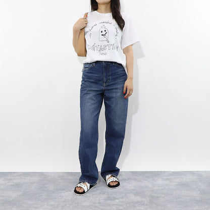 デヴァステ DEVASTEE トップス Tシャツ・カットソー レディース ブラック グレー ホワイト コットン ロゴ プリント キャラクター クルーネック 丸襟 お化けモチーフ 半袖 R3FWTP023