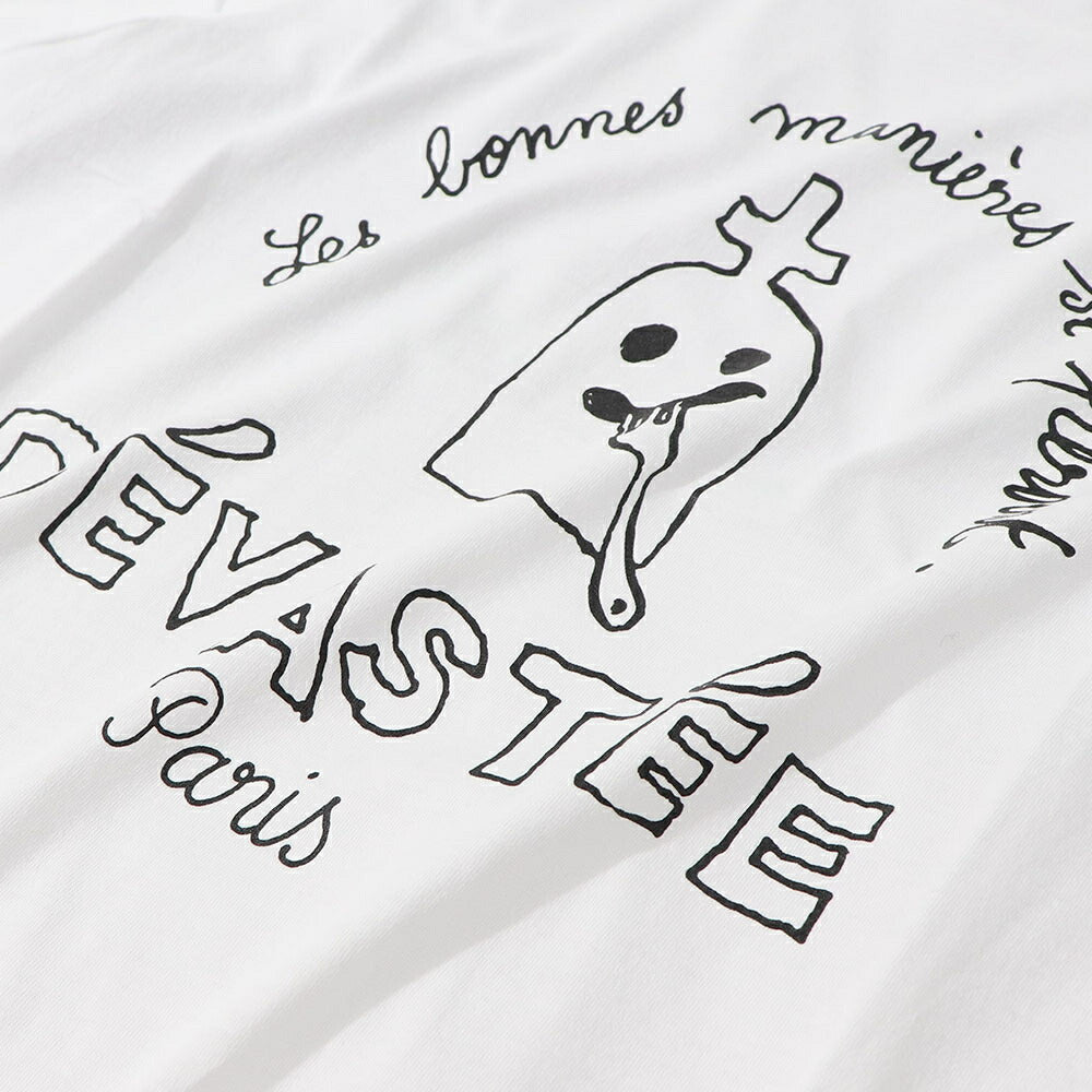 デヴァステ DEVASTEE トップス Tシャツ・カットソー レディース ブラック グレー ホワイト コットン ロゴ プリント キャラクター クルーネック 丸襟 お化けモチーフ 半袖 R3FWTP023