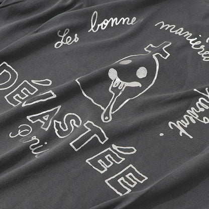 デヴァステ DEVASTEE トップス Tシャツ・カットソー レディース ブラック グレー ホワイト コットン ロゴ プリント キャラクター クルーネック 丸襟 お化けモチーフ 半袖 R3FWTP023