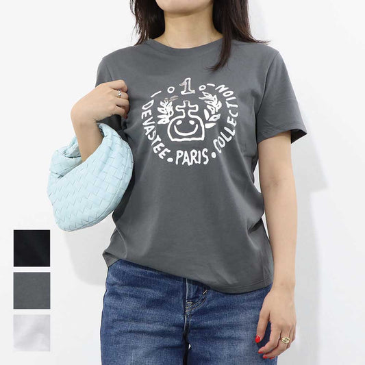 デヴァステ DEVASTEE トップス Tシャツ・カットソー レディース ブラック グレー ホワイト コットン ロゴ プリント キャラクター クルーネック 丸襟 半袖 R3SMTP015