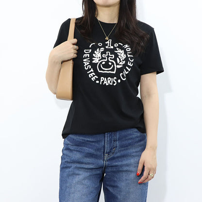 デヴァステ DEVASTEE トップス Tシャツ・カットソー レディース ブラック グレー ホワイト コットン ロゴ プリント キャラクター クルーネック 丸襟 半袖 R3SMTP015