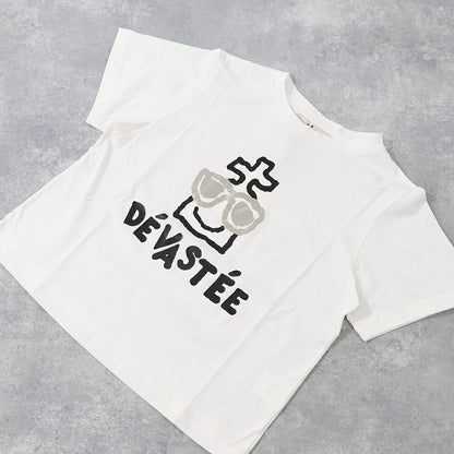 デヴァステ DEVASTEE トップス Tシャツ・カットソー レディース ブラック ホワイト コットン エラスタン ロゴ プリント キャラクター クルーネック 丸襟 半袖 R3SMTP020