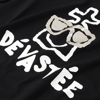 デヴァステ DEVASTEE トップス Tシャツ・カットソー レディース ブラック ホワイト コットン エラスタン ロゴ プリント キャラクター クルーネック 丸襟 半袖 R3SMTP020