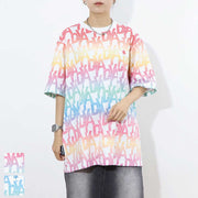 DUVETICA Tシャツ  ピンク ブルー 総ロゴ 半袖 VXRT21131
