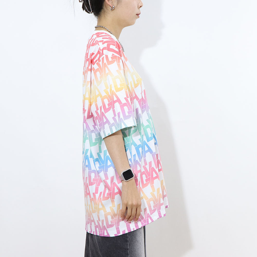 DUVETICA Tシャツ  ピンク ブルー 総ロゴ 半袖 VXRT21131
