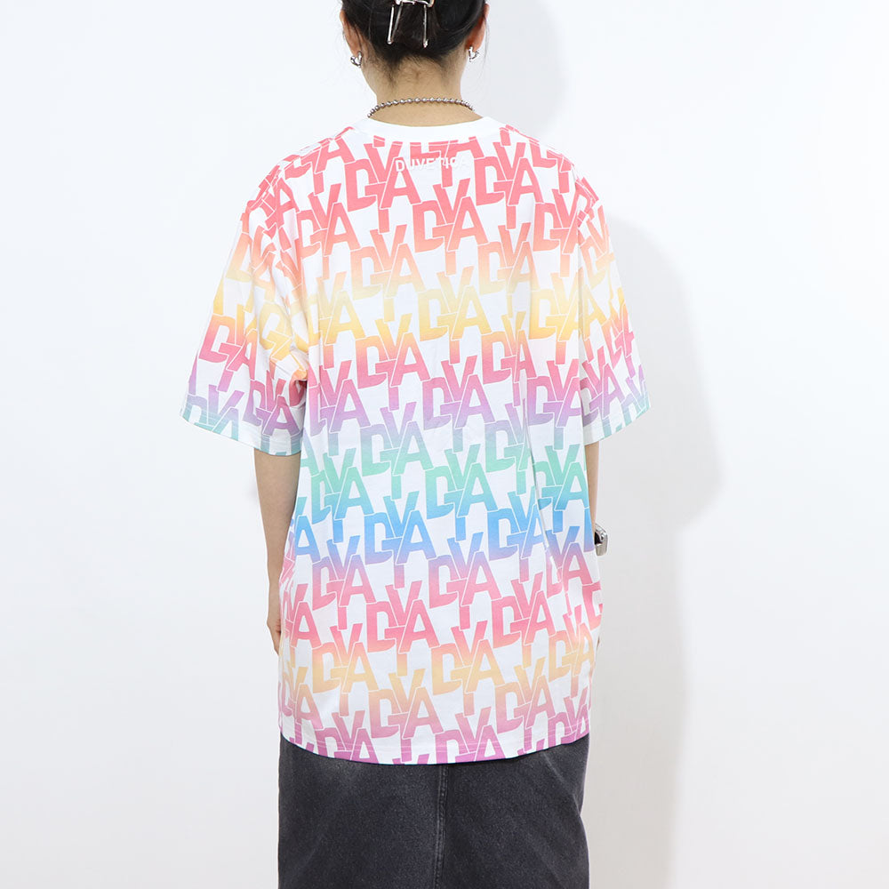 DUVETICA Tシャツ  ピンク ブルー 総ロゴ 半袖 VXRT21131
