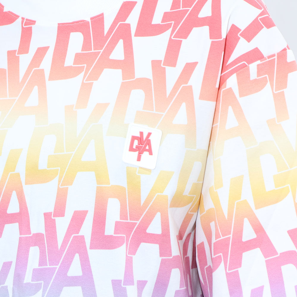 DUVETICA Tシャツ  ピンク ブルー 総ロゴ 半袖 VXRT21131