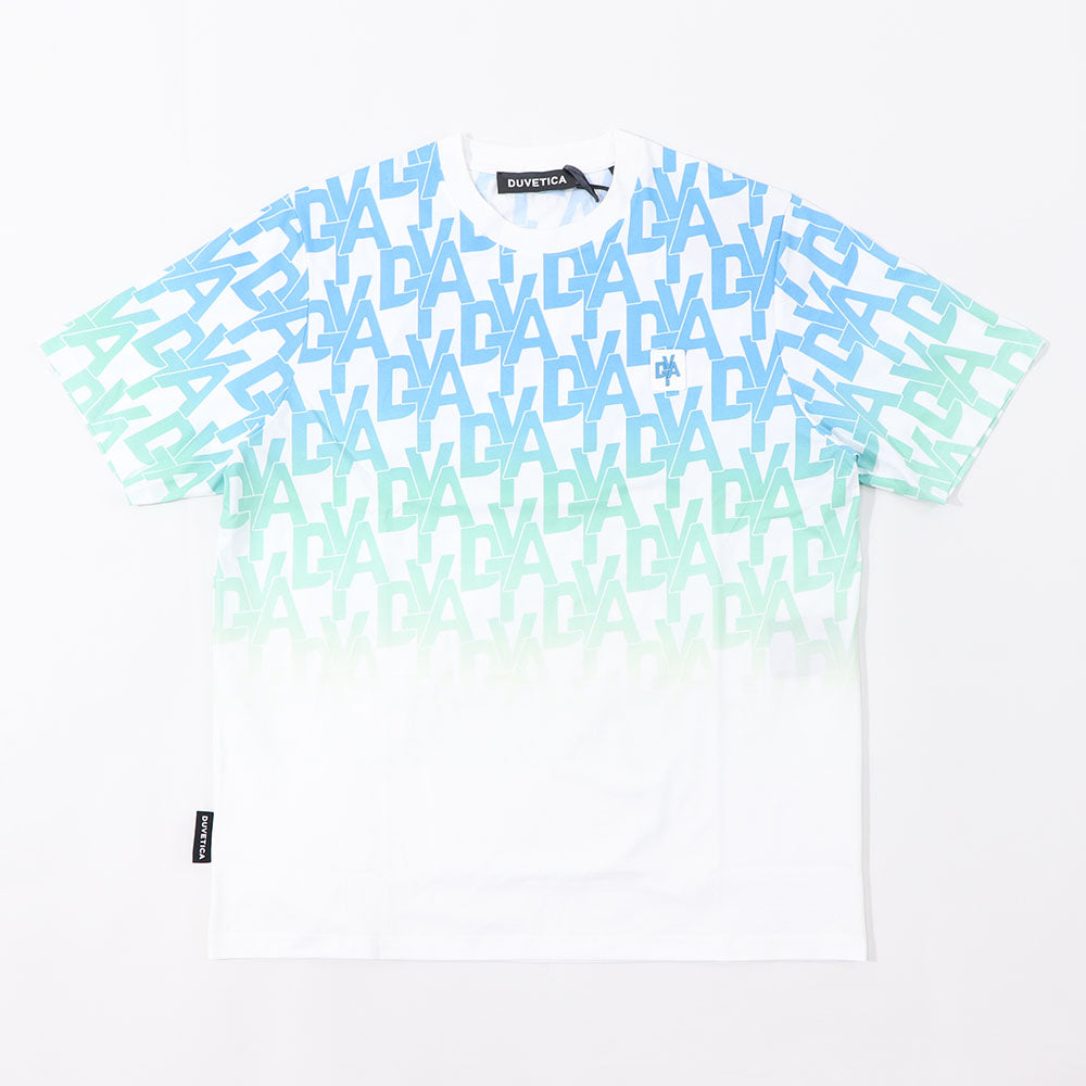 DUVETICA Tシャツ  ピンク ブルー 総ロゴ 半袖 VXRT21131