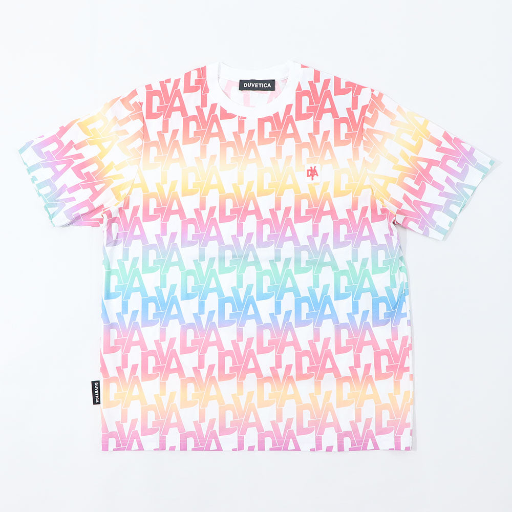 DUVETICA Tシャツ  ピンク ブルー 総ロゴ 半袖 VXRT21131