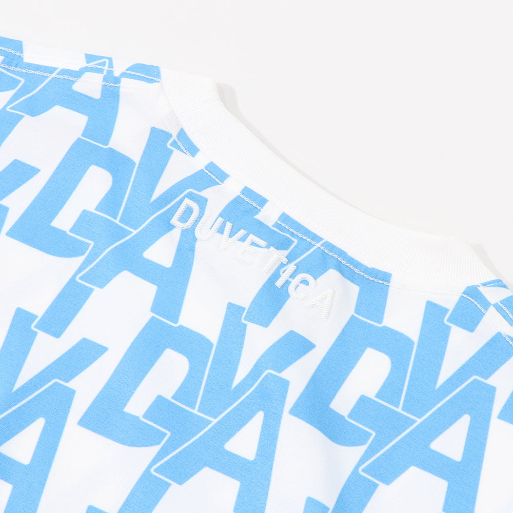 DUVETICA Tシャツ  ピンク ブルー 総ロゴ 半袖 VXRT21131