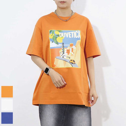 DUVETICA Tシャツ  ブルー ホワイト オレンジ グレー プリント 半袖 VXRT41131
