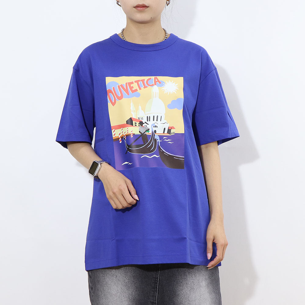 DUVETICA Tシャツ  ブルー ホワイト オレンジ グレー プリント 半袖 VXRT41131