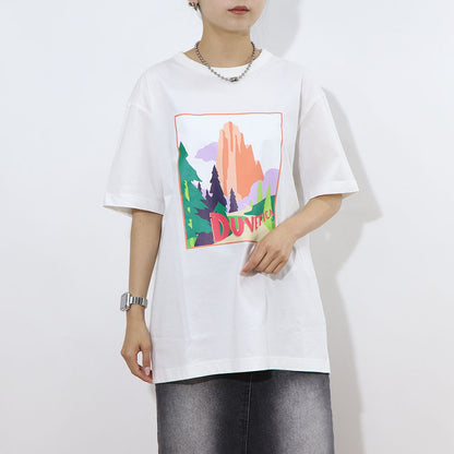 DUVETICA Tシャツ  ブルー ホワイト オレンジ グレー プリント 半袖 VXRT41131