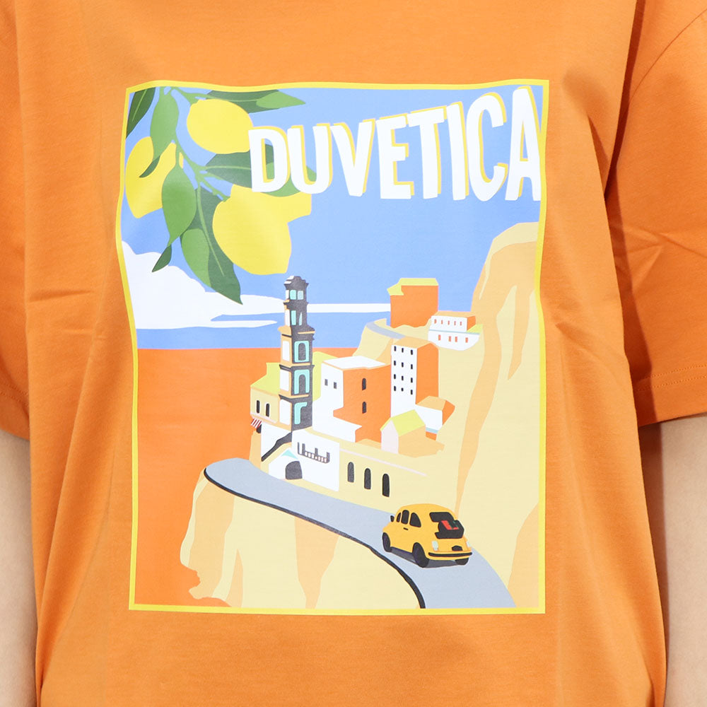 DUVETICA Tシャツ  ブルー ホワイト オレンジ グレー プリント 半袖 VXRT41131