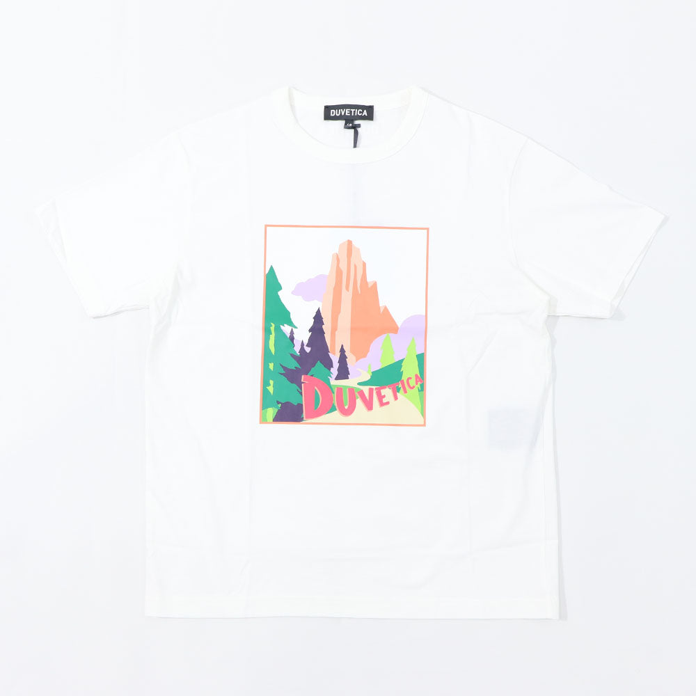 DUVETICA Tシャツ  ブルー ホワイト オレンジ グレー プリント 半袖 VXRT41131