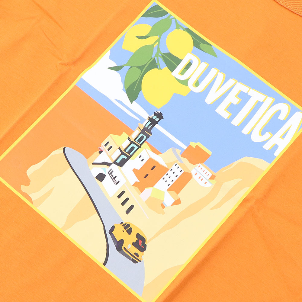 DUVETICA Tシャツ  ブルー ホワイト オレンジ グレー プリント 半袖 VXRT41131