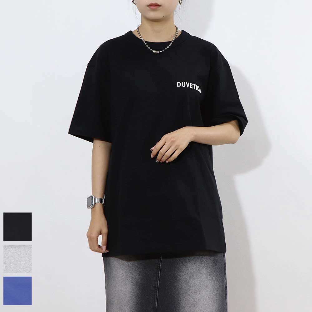 DUVETICA Tシャツ  ブルー グレー ブラック バックプリント 半袖 VXRT43131