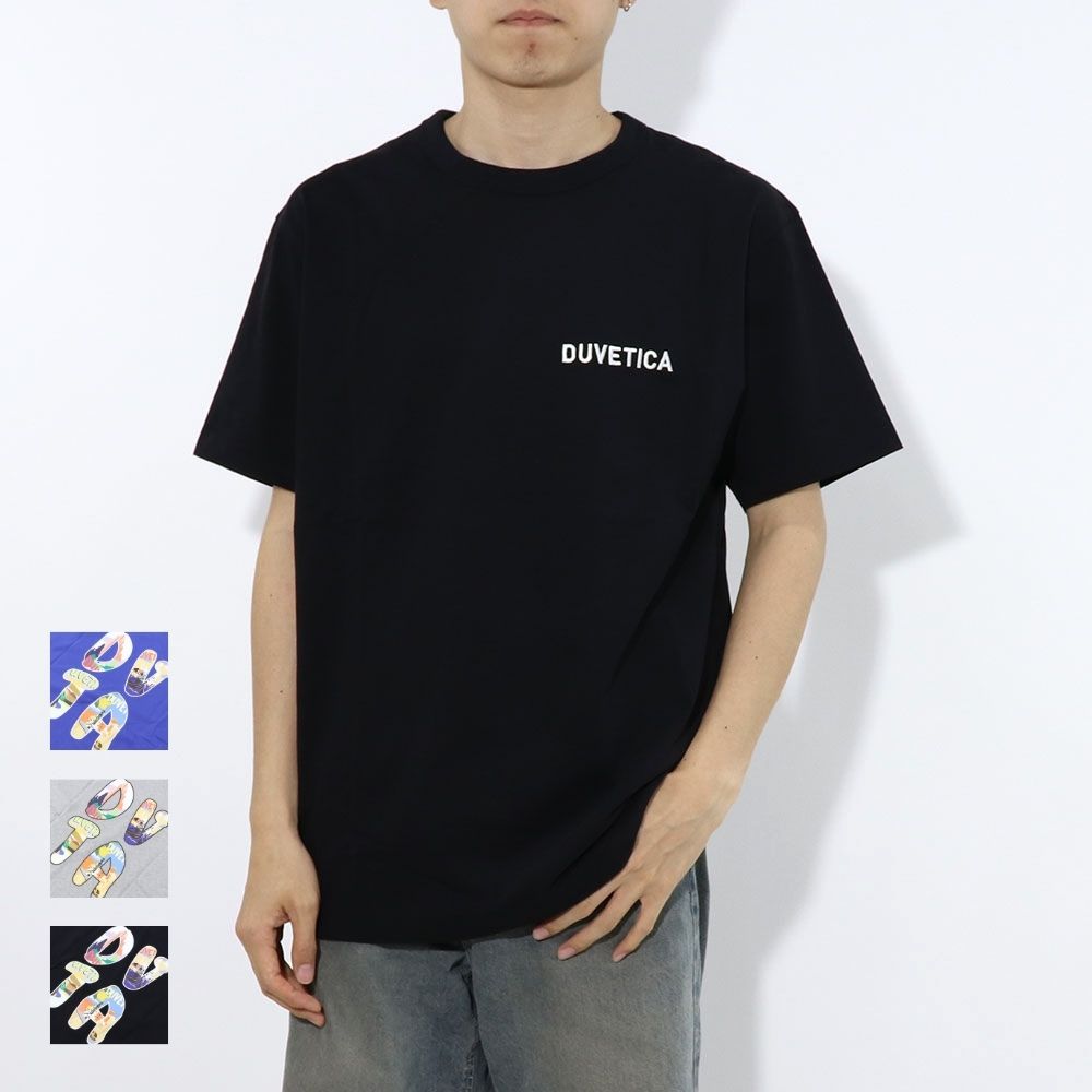 DUVETICA Tシャツ  ブルー グレー ブラック バックプリント 半袖 VXRT43131