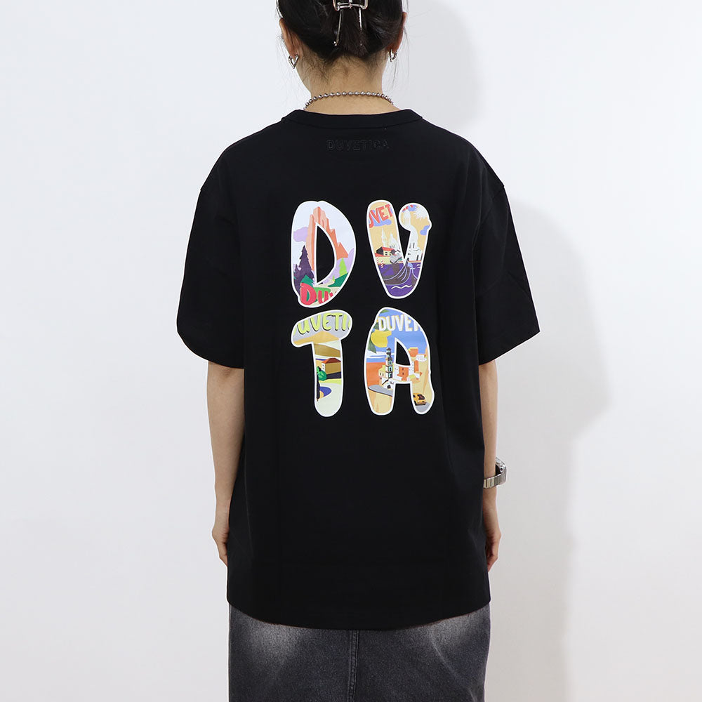 DUVETICA Tシャツ  ブルー グレー ブラック バックプリント 半袖 VXRT43131