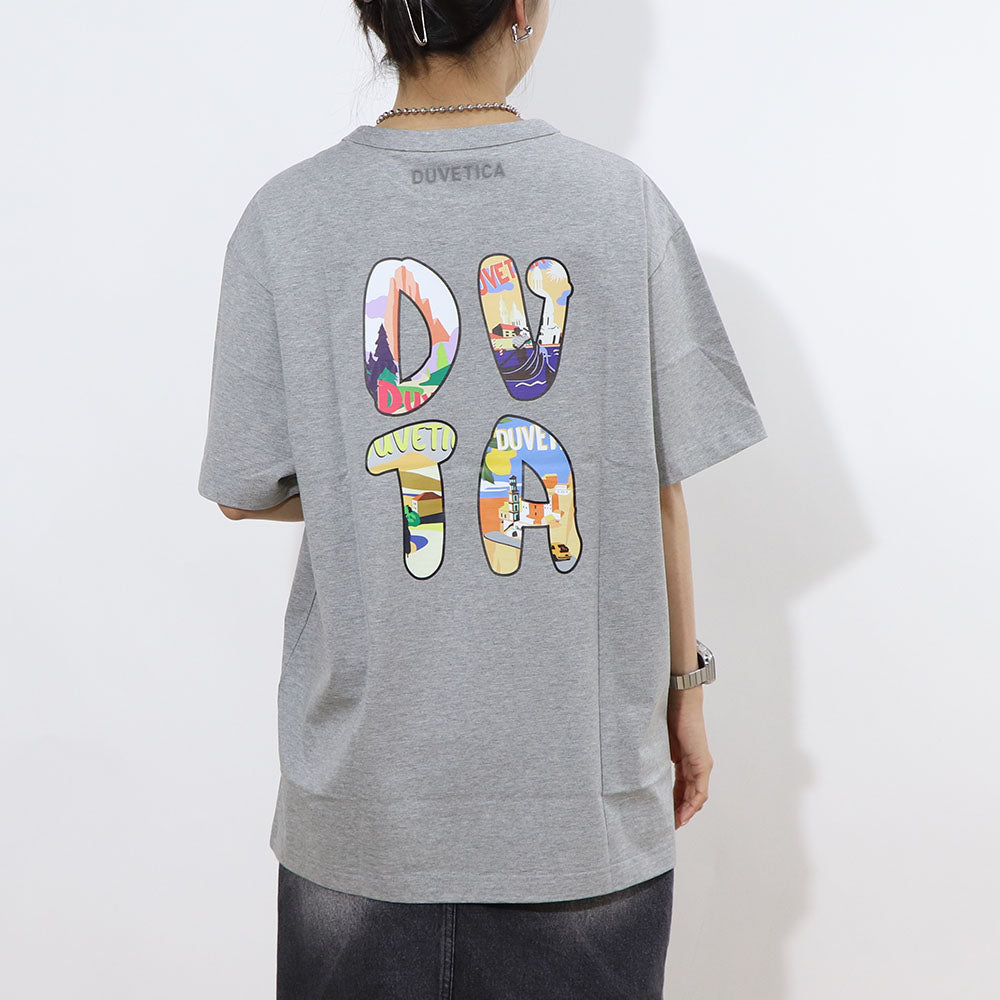 DUVETICA Tシャツ  ブルー グレー ブラック バックプリント 半袖 VXRT43131