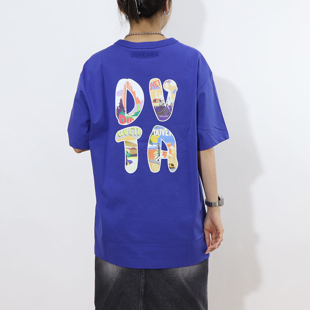 DUVETICA Tシャツ  ブルー グレー ブラック バックプリント 半袖 VXRT43131