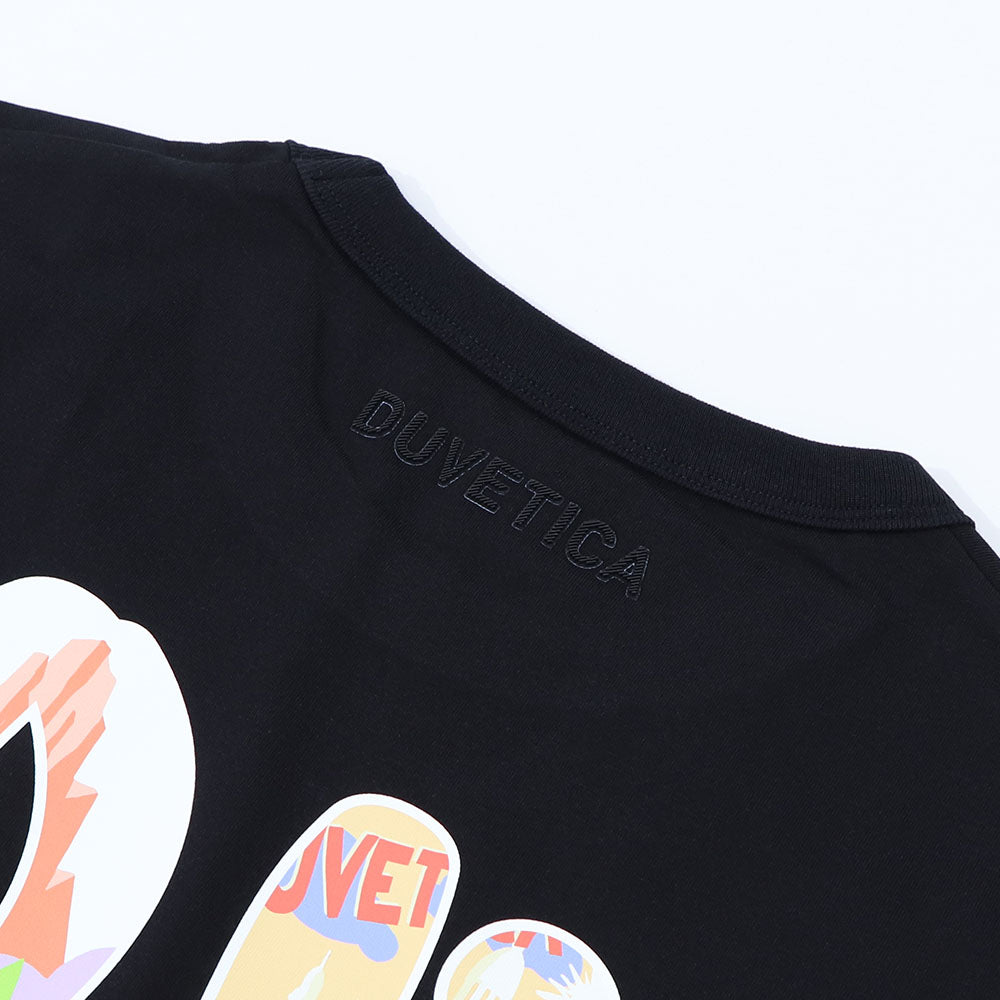 DUVETICA Tシャツ  ブルー グレー ブラック バックプリント 半袖 VXRT43131