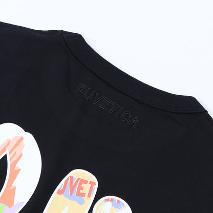 DUVETICA Tシャツ  ブルー グレー ブラック バックプリント 半袖 VXRT43131