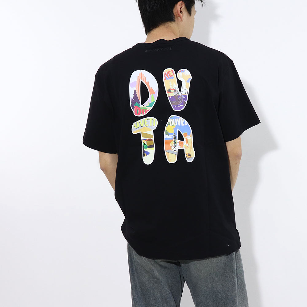 DUVETICA Tシャツ  ブルー グレー ブラック バックプリント 半袖 VXRT43131