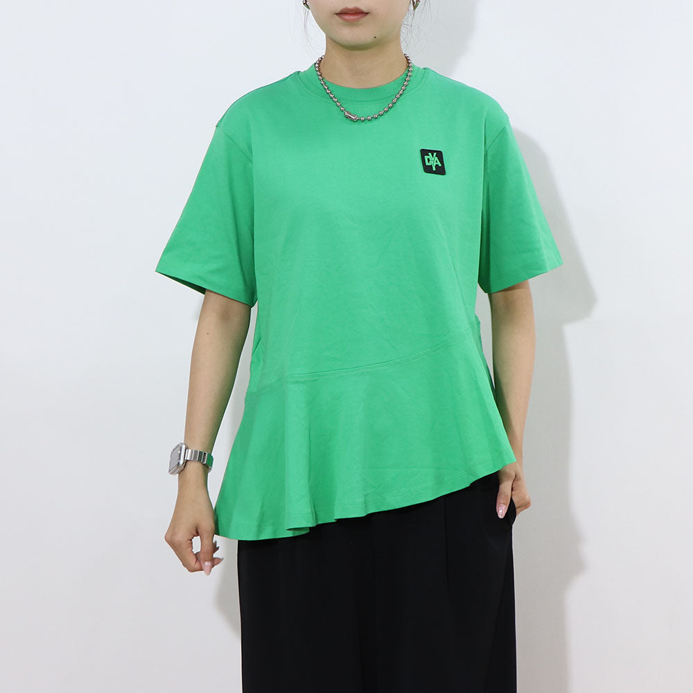 DUVETICA Tシャツ  ホワイト グリーン フリル デザインTシャツ 無地 半袖 VDRT53131