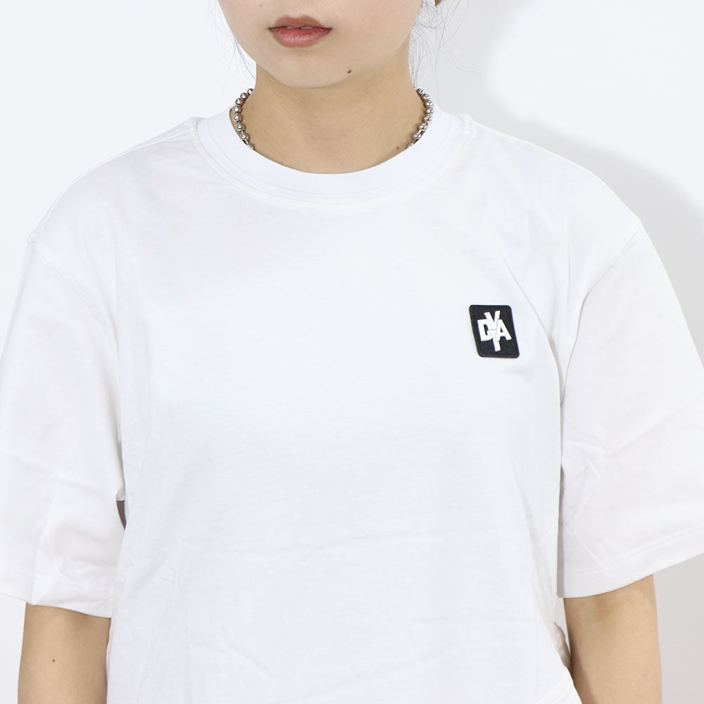 DUVETICA Tシャツ  ホワイト グリーン フリル デザインTシャツ 無地 半袖 VDRT53131