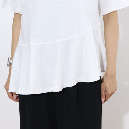 DUVETICA Tシャツ  ホワイト グリーン フリル デザインTシャツ 無地 半袖 VDRT53131