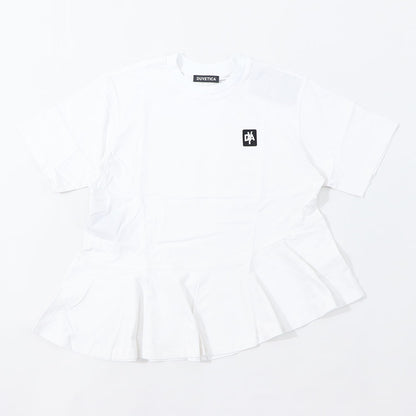 DUVETICA Tシャツ  ホワイト グリーン フリル デザインTシャツ 無地 半袖 VDRT53131