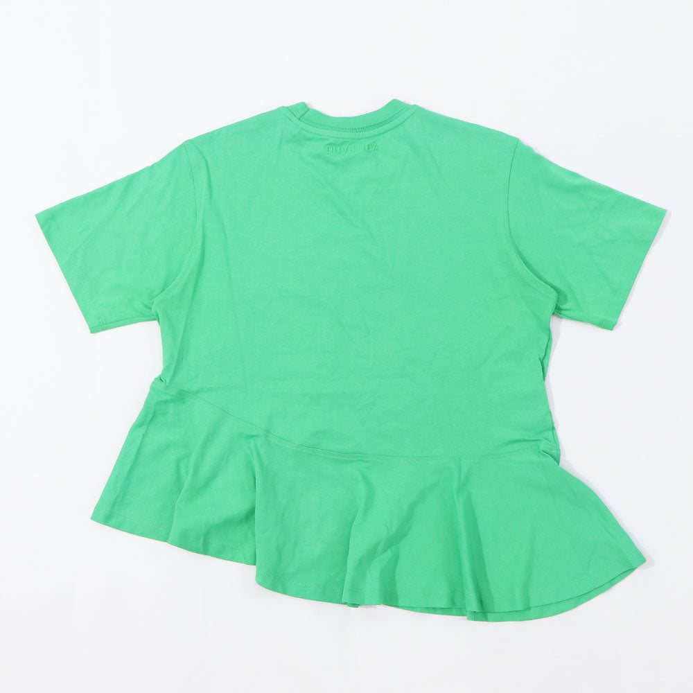 DUVETICA Tシャツ  ホワイト グリーン フリル デザインTシャツ 無地 半袖 VDRT53131