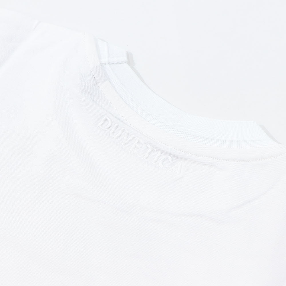 DUVETICA Tシャツ  ホワイト グリーン フリル デザインTシャツ 無地 半袖 VDRT53131