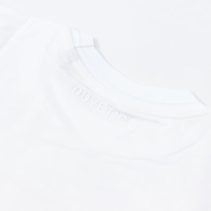 DUVETICA Tシャツ  ホワイト グリーン フリル デザインTシャツ 無地 半袖 VDRT53131