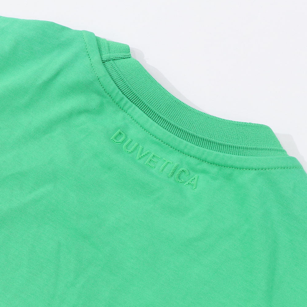 DUVETICA Tシャツ  ホワイト グリーン フリル デザインTシャツ 無地 半袖 VDRT53131