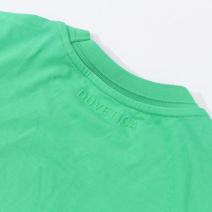 DUVETICA Tシャツ  ホワイト グリーン フリル デザインTシャツ 無地 半袖 VDRT53131