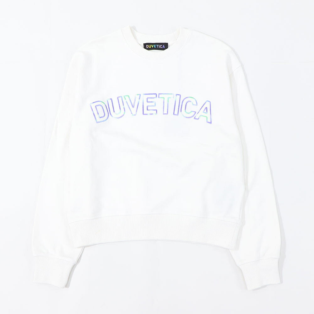 DUVETICA トレーナー ホワイト 刺繍 クロップド丈 VDMT00114