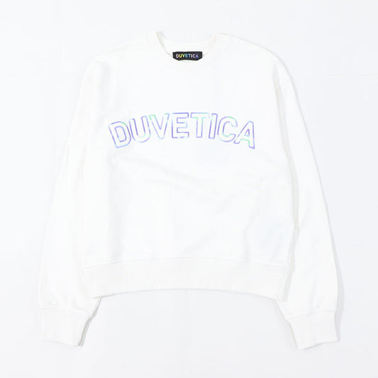 DUVETICA トレーナー ホワイト 刺繍 クロップド丈 VDMT00114