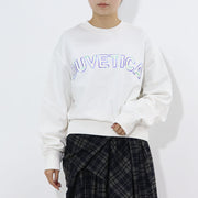 DUVETICA トレーナー ホワイト 刺繍 クロップド丈 VDMT00114