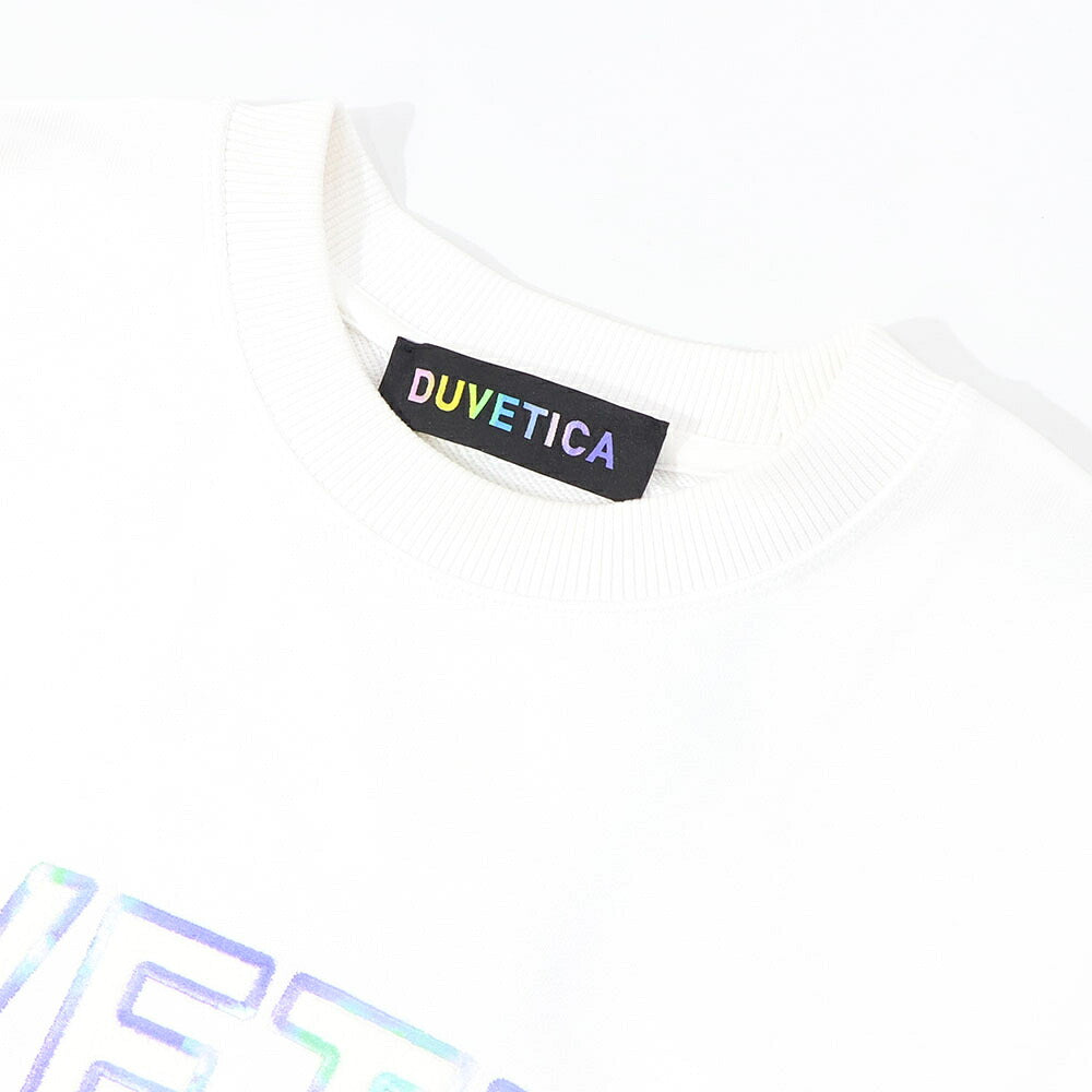 DUVETICA トレーナー ホワイト 刺繍 クロップド丈 VDMT00114