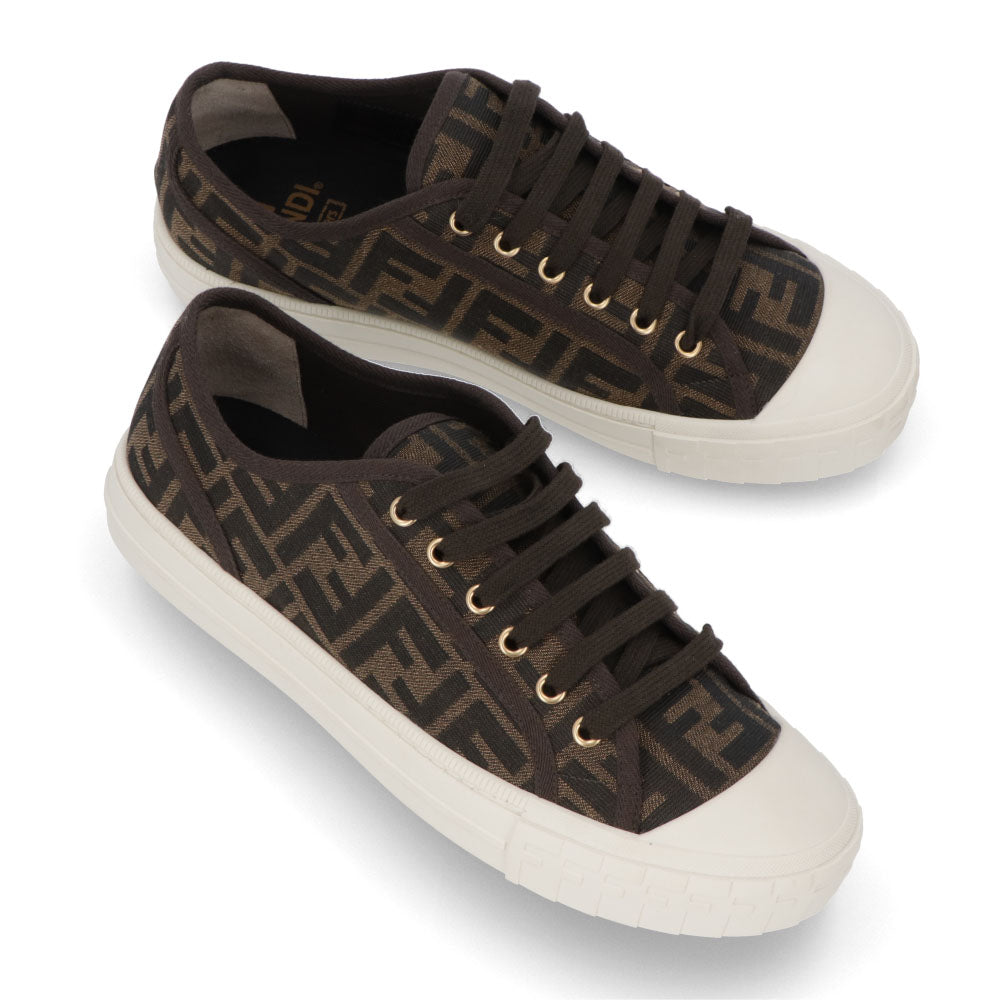 フェンディ FENDI シューズ スニーカー メンズ DOMINO SNEAKER ドミノ スニーカー カーキ ジャカード ラバー ロゴ 総柄 ローカット 7E1553 AJZX
