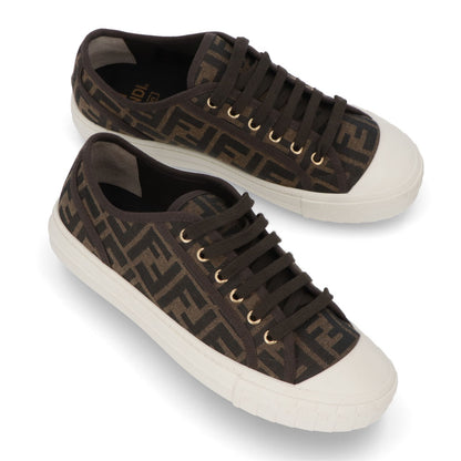 フェンディ FENDI シューズ スニーカー メンズ DOMINO SNEAKER ドミノ スニーカー カーキ ジャカード ラバー ロゴ 総柄 ローカット 7E1553 AJZX