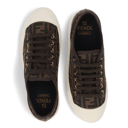 フェンディ FENDI シューズ スニーカー メンズ DOMINO SNEAKER ドミノ スニーカー カーキ ジャカード ラバー ロゴ 総柄 ローカット 7E1553 AJZX